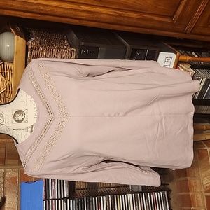 Liz Claiborne Mauve Lace Detail Blouse